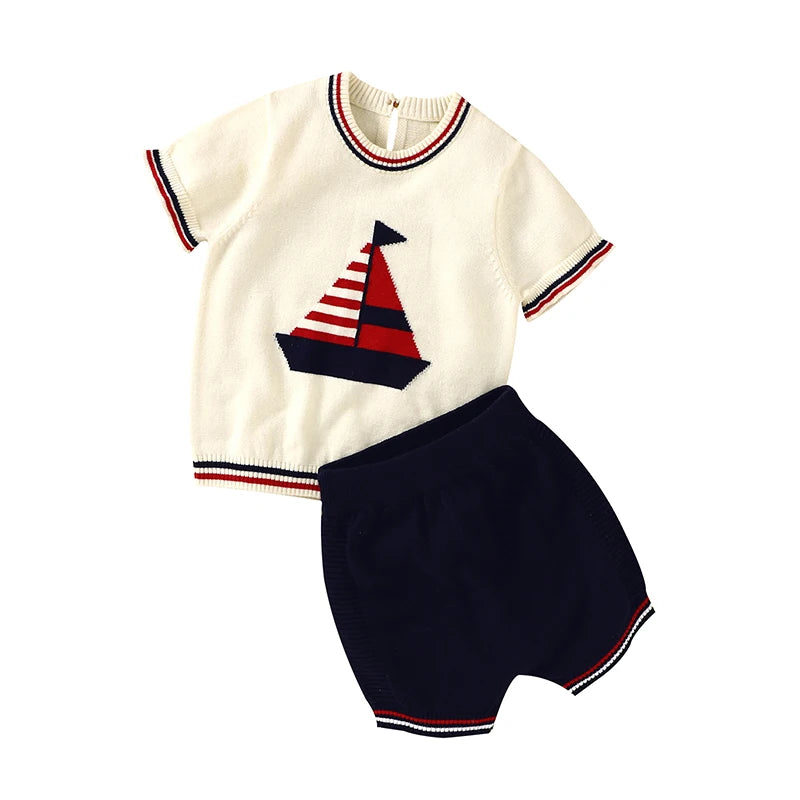 Knitted Sailboat Top and Shorts Set