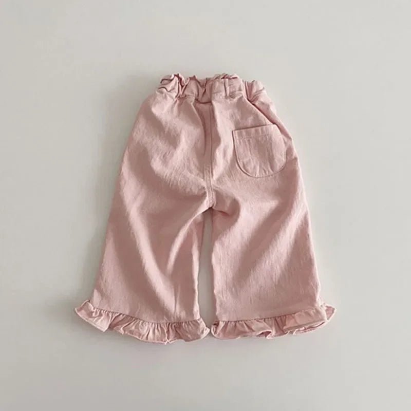 Ruffle Flare Wide Leg Trousers