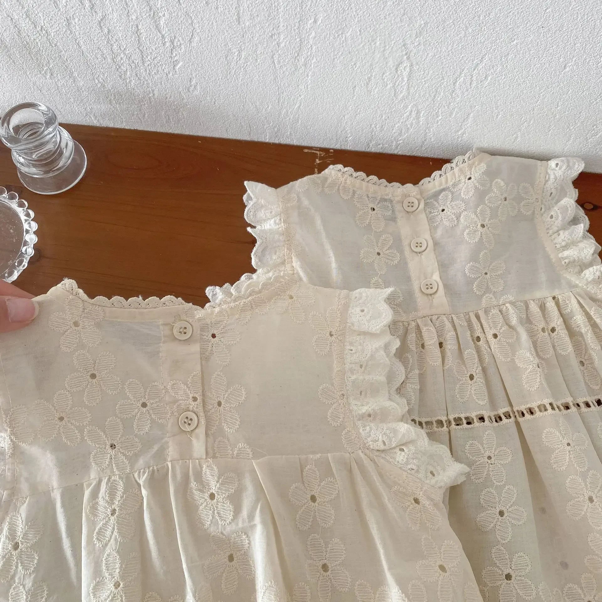 Frilled Sleeve Floral Embroidery Summer Dress