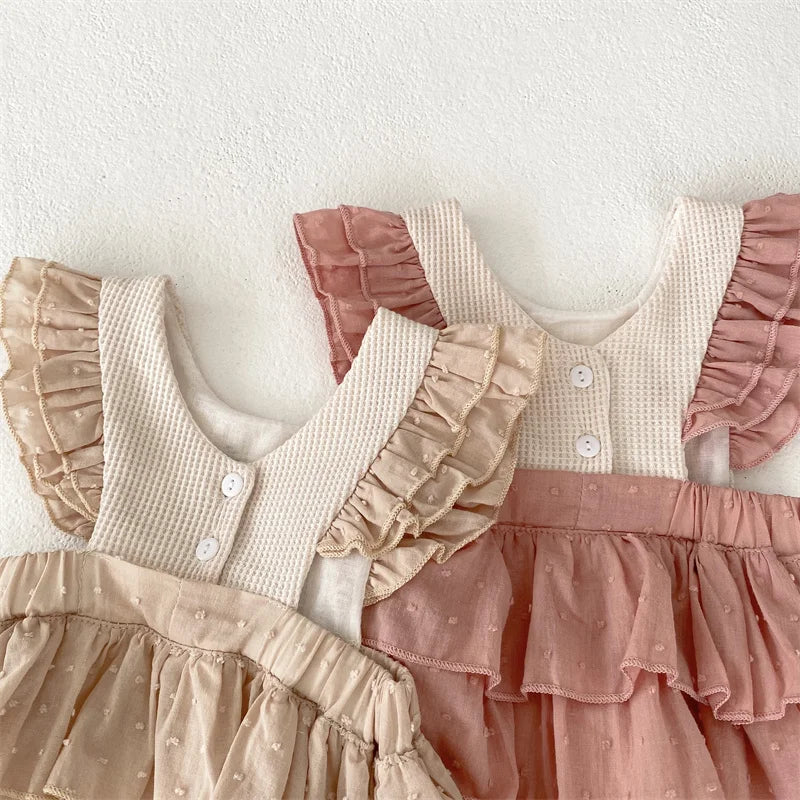 Vintage Floral Ruffled Romper Dress