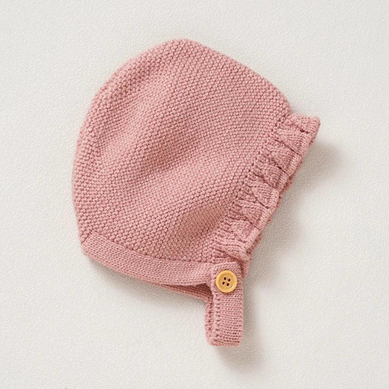 Knitted Ruffled Romper & Bonnet