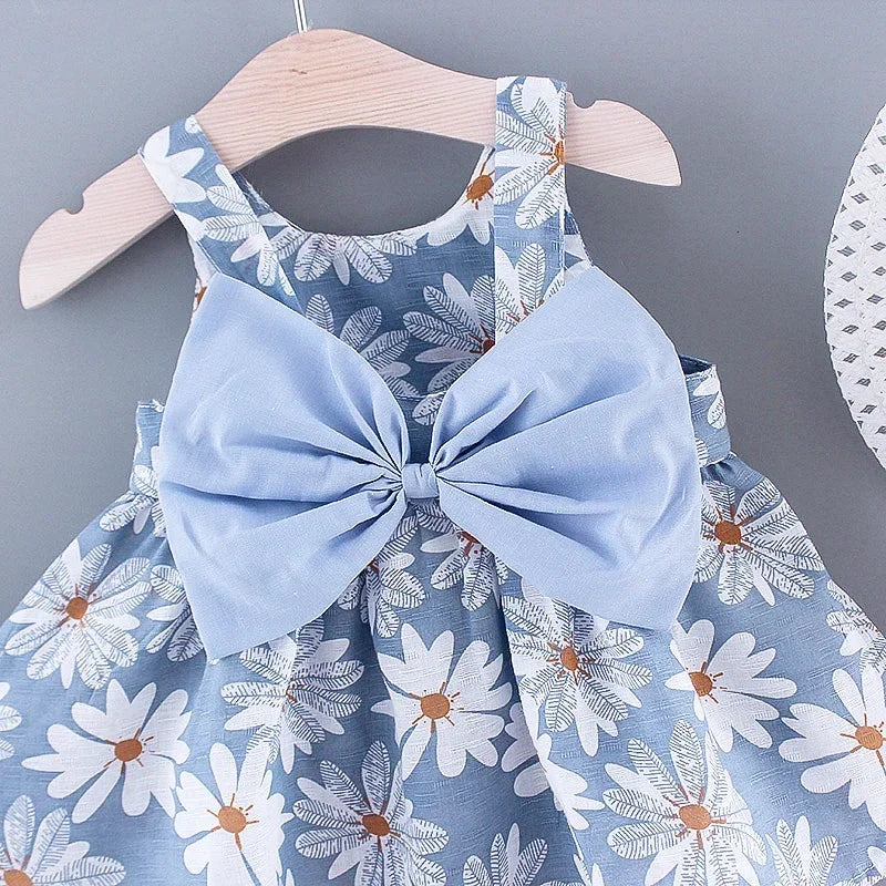 Sweet Summer Flower Bow Dress and Hat