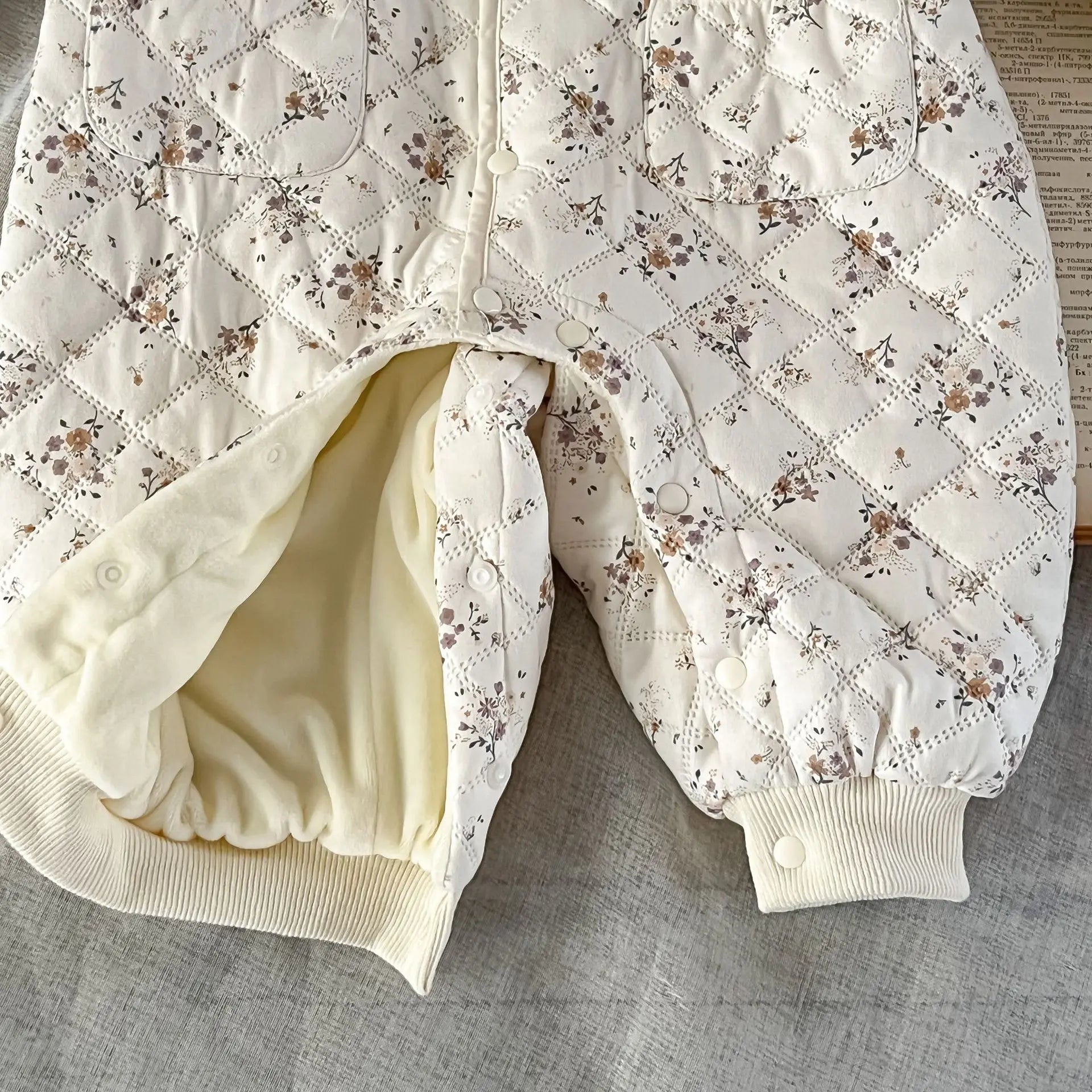 Baby Floral Winter Pramsuit & Bonnet