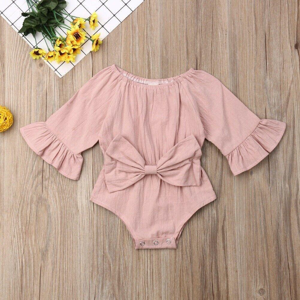Bowknot Flared Sleeve Bodysuit - Belle Baby