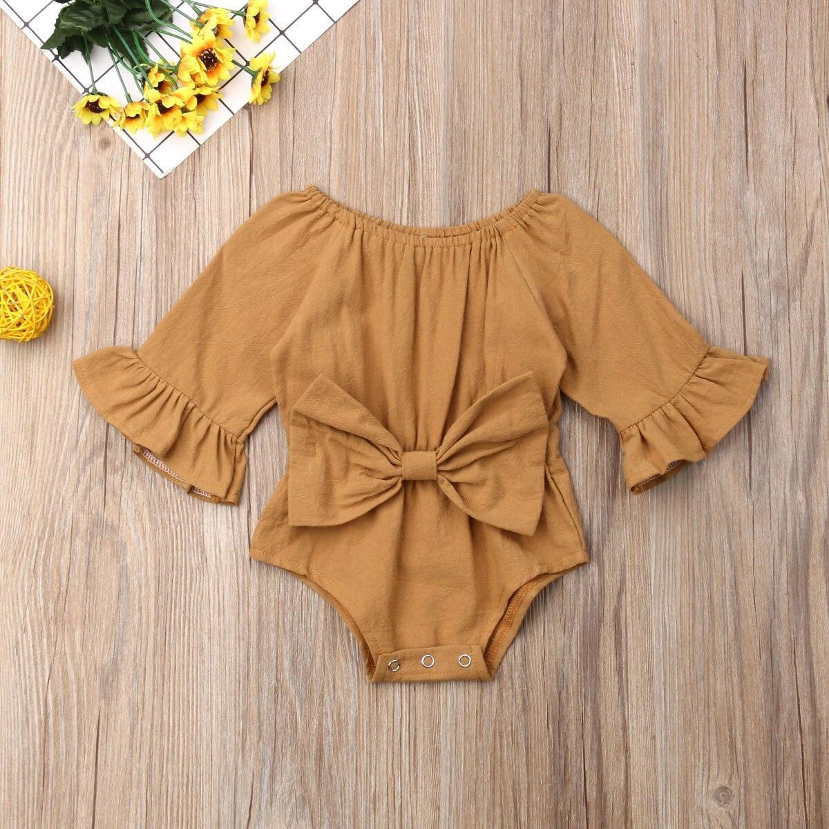 Bowknot Flared Sleeve Bodysuit - Belle Baby