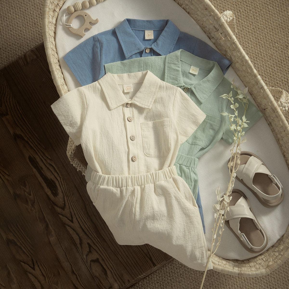 Button-Down T-shirt & Shorts Set - Belle Baby
