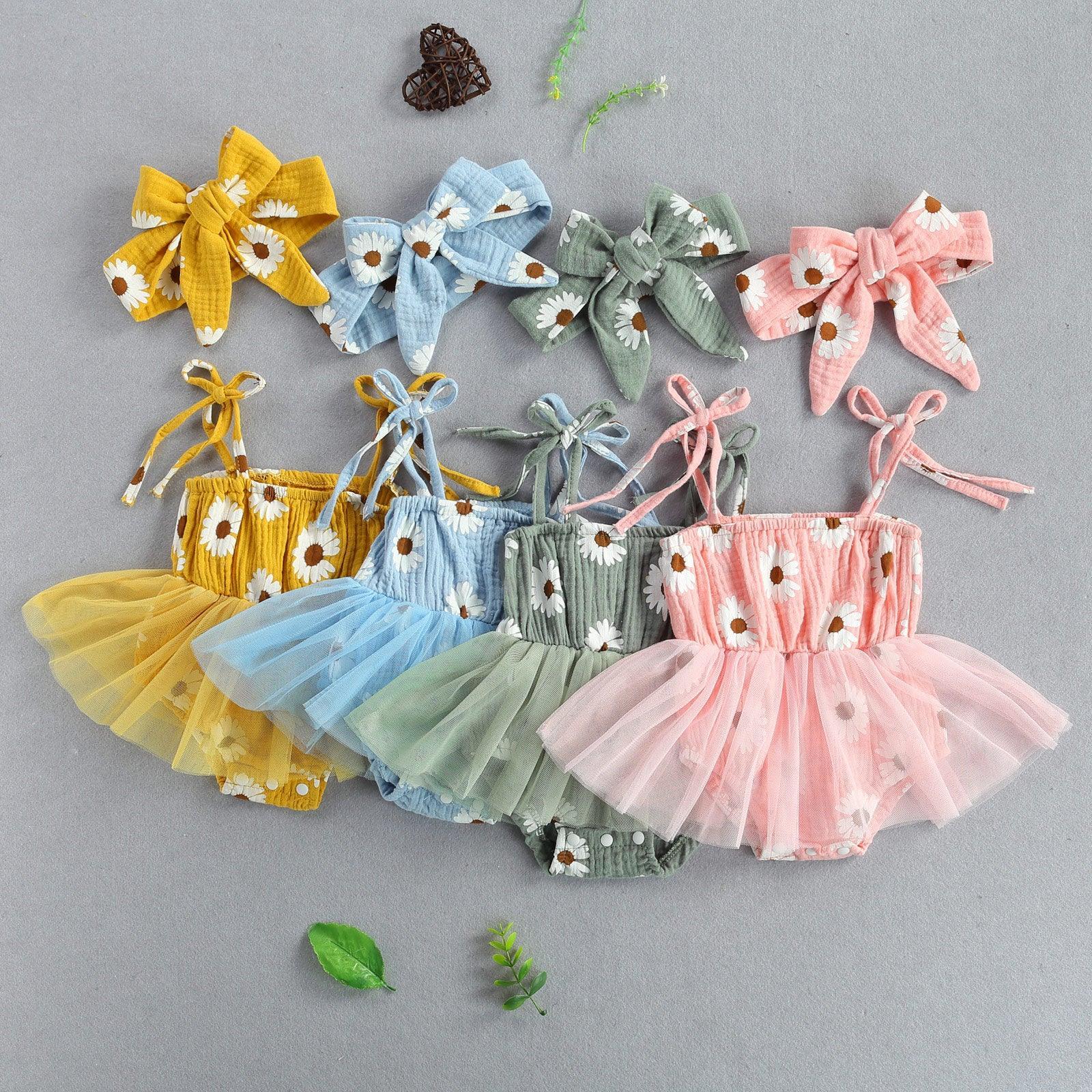 Daisy Tutu Romper Dress and Headband - Belle Baby