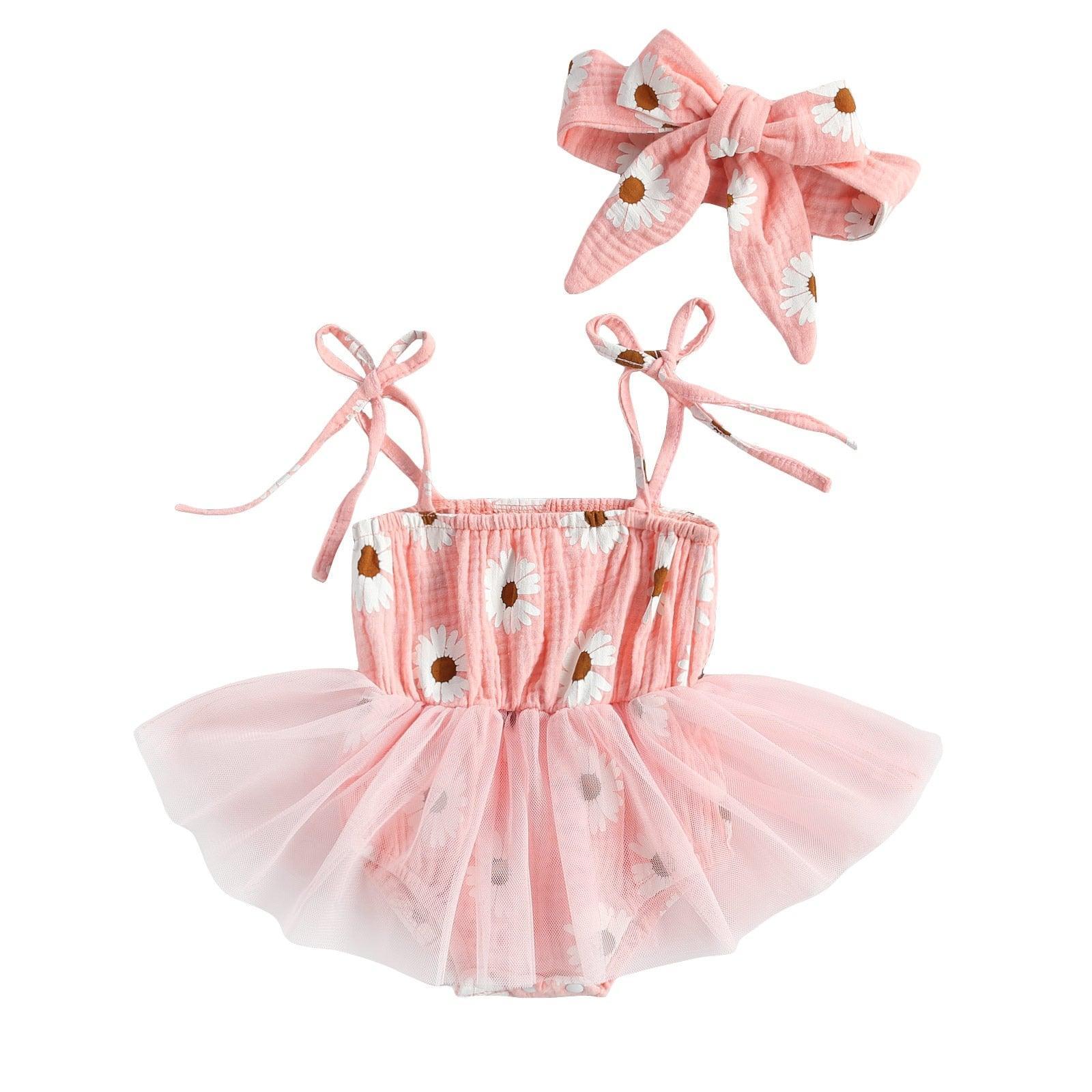 Daisy Tutu Romper Dress and Headband - Belle Baby