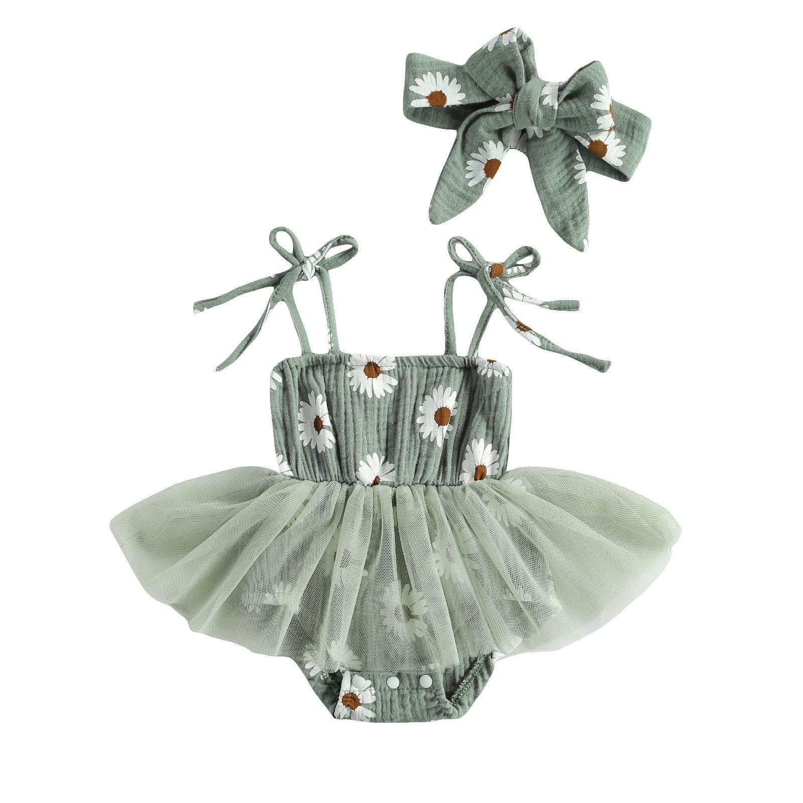 Daisy Tutu Romper Dress and Headband - Belle Baby
