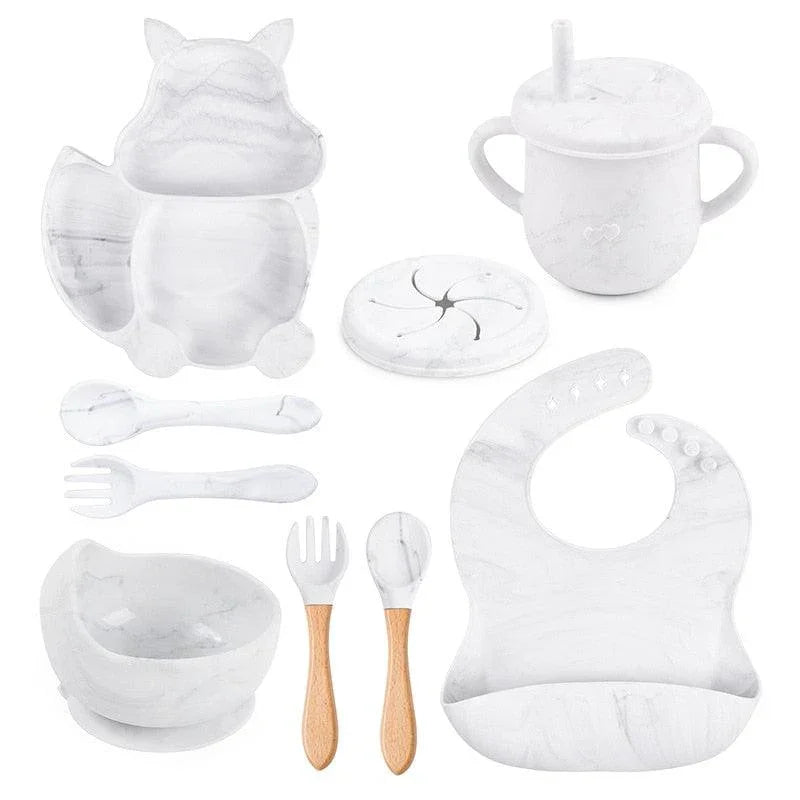 Eight Piece Baby Feeding Silicone Set - Belle Baby