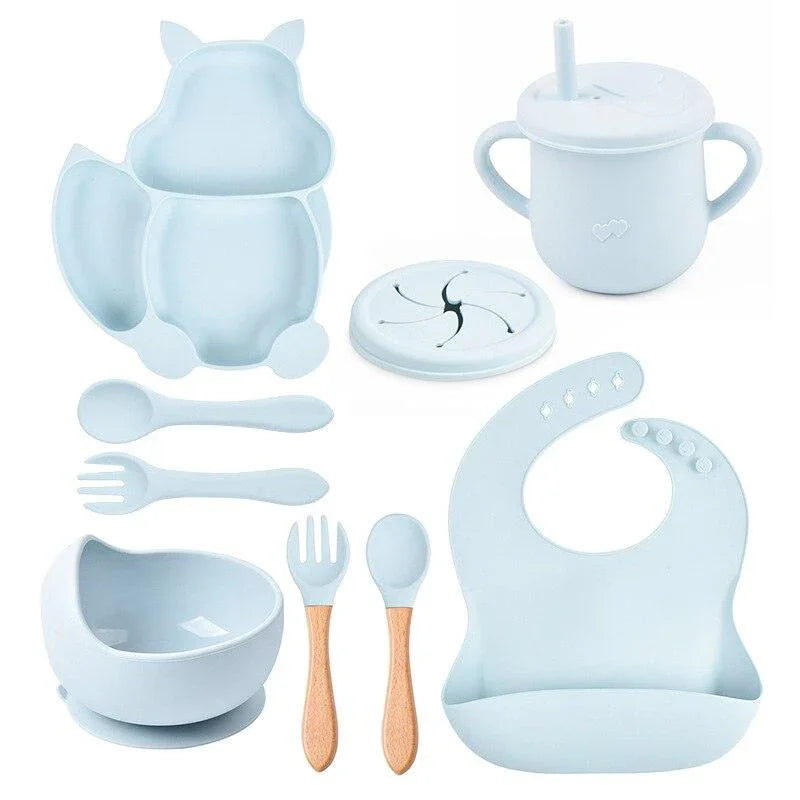 Eight Piece Baby Feeding Silicone Set - Belle Baby
