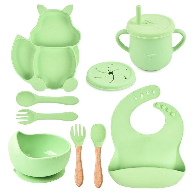 Eight Piece Baby Feeding Silicone Set - Belle Baby