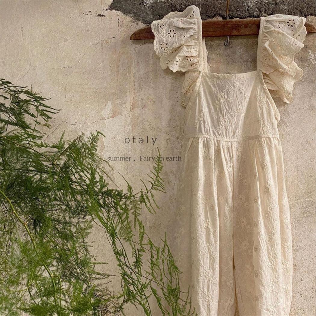 Embroidery Back Bow Jumpsuit - Belle Baby