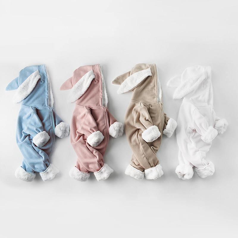 Fleece Bunny Ear Romper - Belle Baby