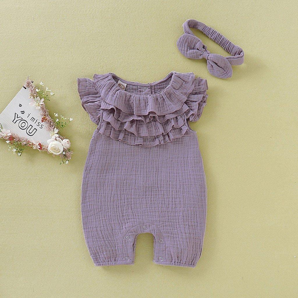 Frilled Jumpsuit & Headband - Belle Baby