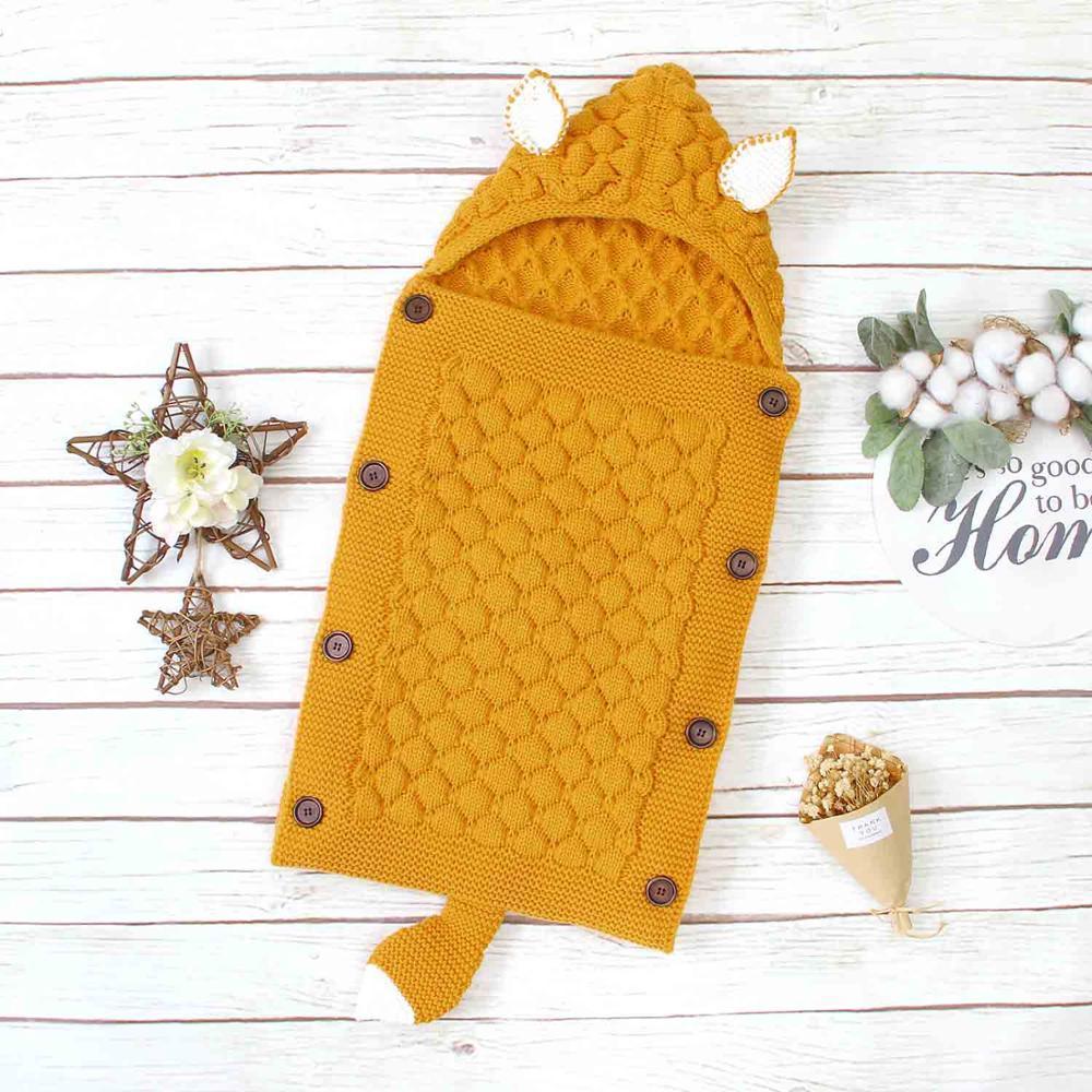 Knitted Fox Baby Pram Sleeping Bag - Belle Baby