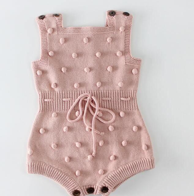 Knitted PomPom Overalls - Belle Baby