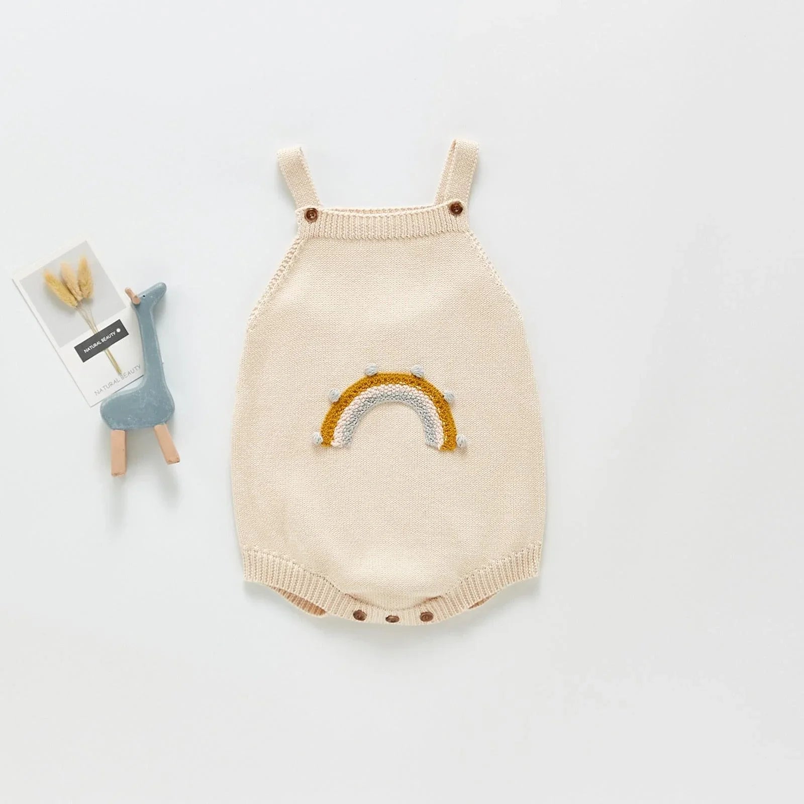 Knitted Rainbow Sleeveless Romper - Belle Baby