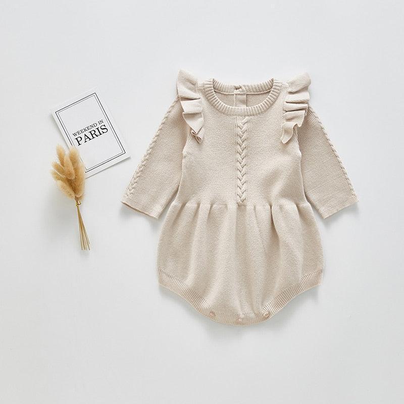 Knitted Ruffled Romper - Belle Baby