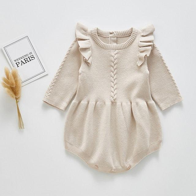 Knitted Ruffled Romper - Belle Baby