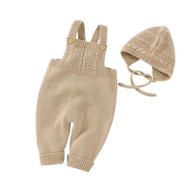 Knitted Sleeveless Jumpsuit & Bonnet - Belle Baby
