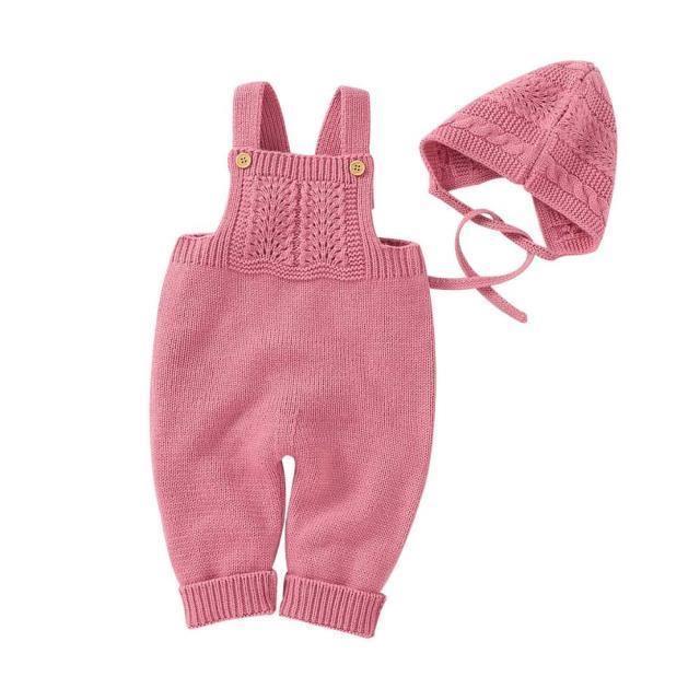 Knitted Sleeveless Jumpsuit & Bonnet - Belle Baby