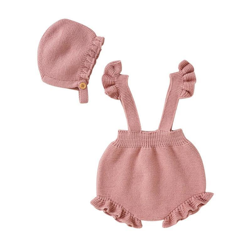 Knitted Strappy Overall Set - Belle Baby