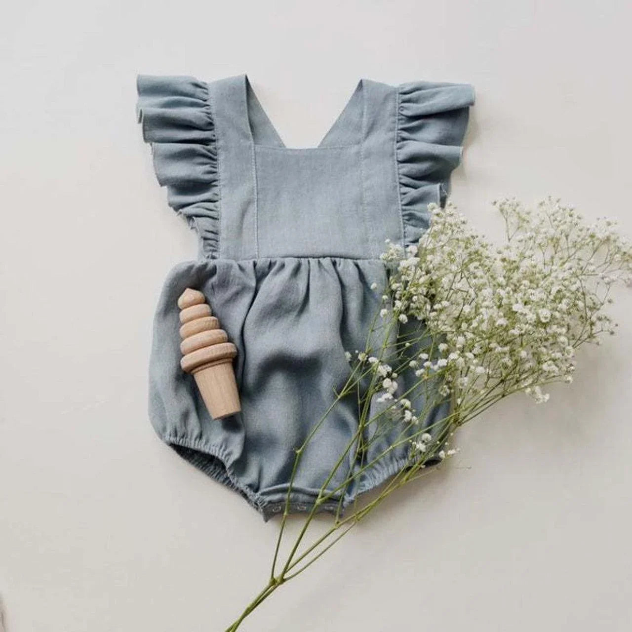 Linen Ruffle Romper - Belle Baby