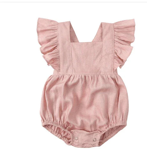 Linen Ruffle Romper - Belle Baby