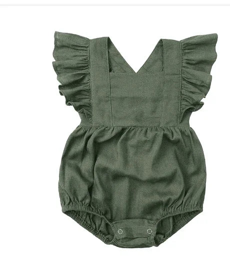 Linen Ruffle Romper - Belle Baby