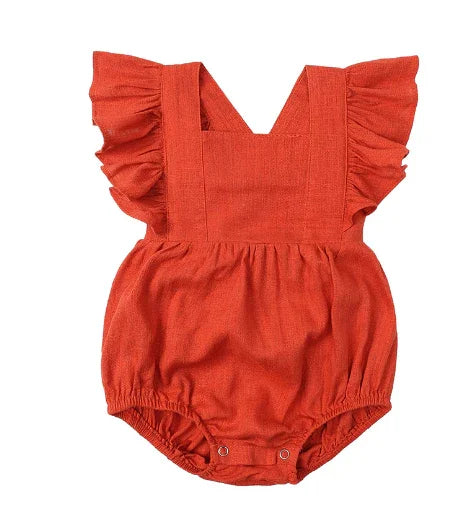 Linen Ruffle Romper - Belle Baby