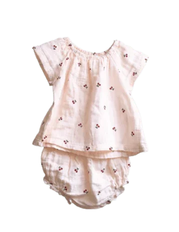 Organic Cherry Top & Bottom Set - Belle Baby