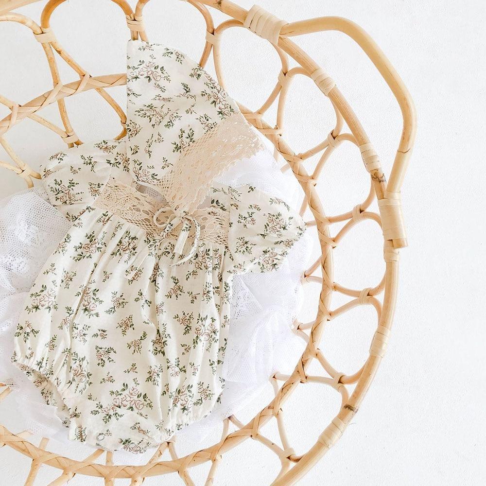 Organic Floral Romper & Bonnet - Belle Baby