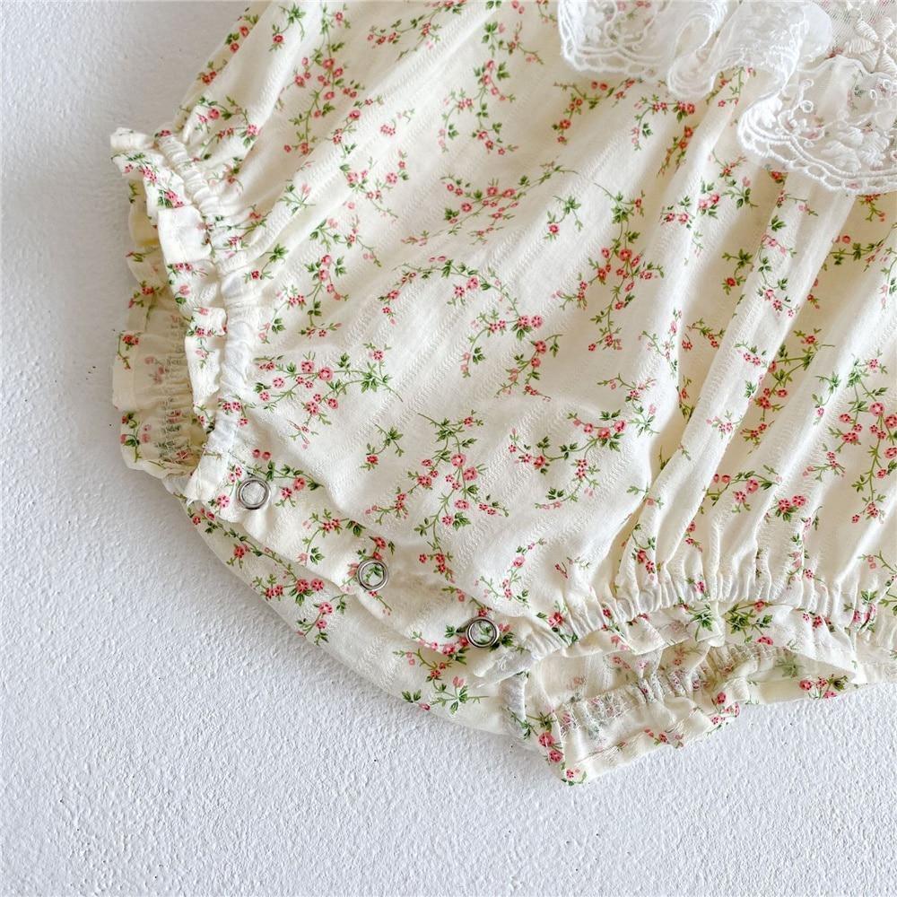 Organic Laced Romper & Bonnet - Belle Baby