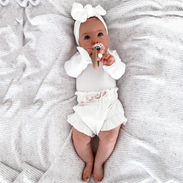 Ribbed Ruffle Romper & Shorts Set - Belle Baby