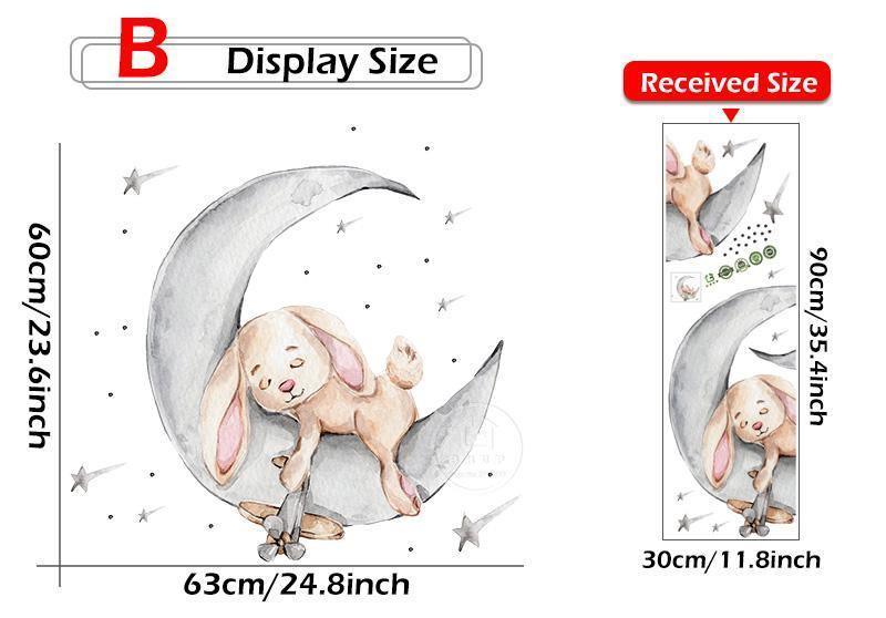 Sleepy Animal Moon Wall Sticker - Belle Baby