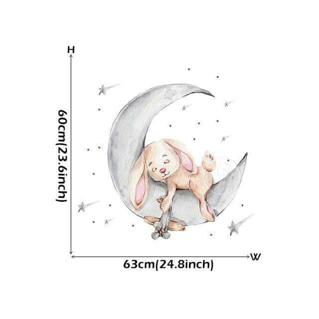 Sleepy Animal Moon Wall Sticker - Belle Baby
