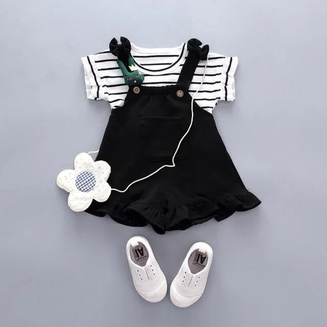 Striped Tee & Overall Romper - Belle Baby