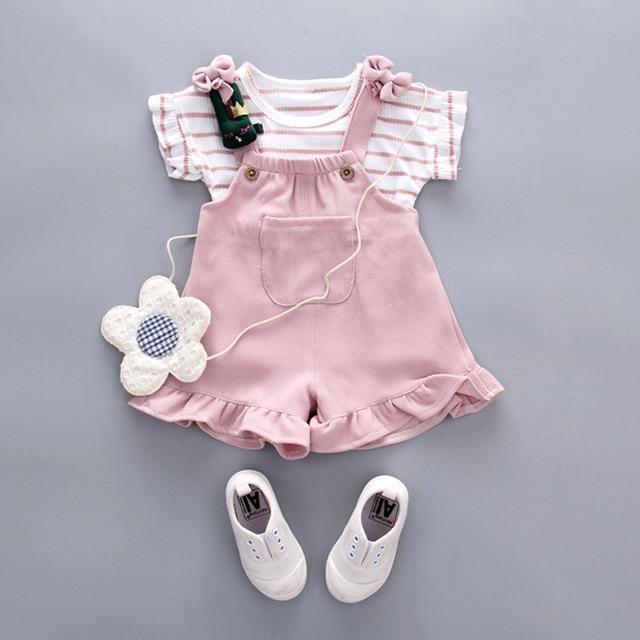 Striped Tee & Overall Romper - Belle Baby